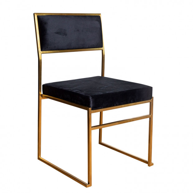 Gramercy Gold Chair With Black Velvet Cushion