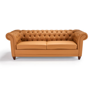 Ellison Tufted Sofa Cognac Leather