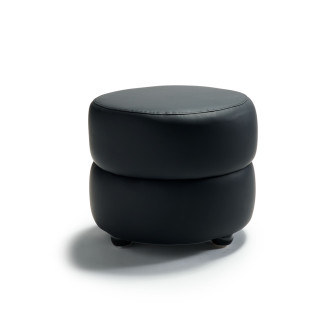 Sawyer Ottoman Black Leather