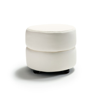 Sawyer Ottoman White Leather