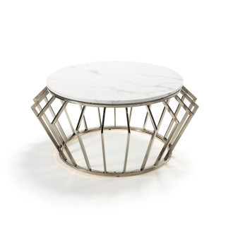 Emma Chrome Coffee Table with White Marble 
