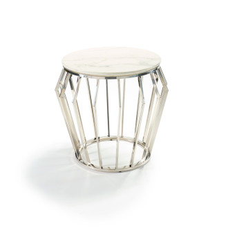Emma Chrome Side Table with White Marble