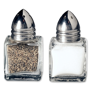 Mini Glass Salt & Pepper With Silver Top
