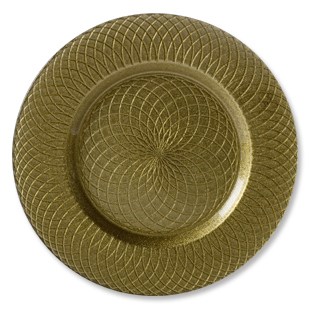 Spiral Gold Glass Charger 13