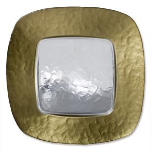 Square Glass Gold Rim Tray 13