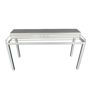 Table for lucite display with riser  6'x2'x36