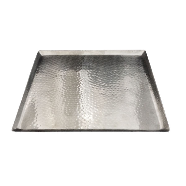 Hammered Tray Stainless Sq 14