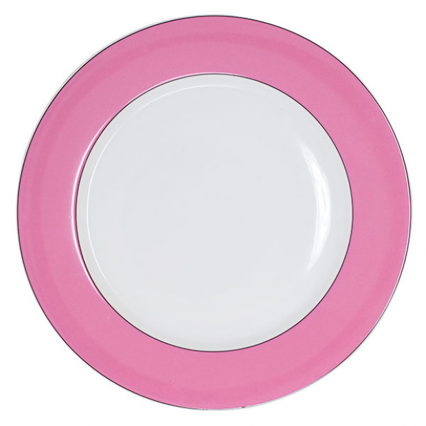 Pink Rim Dinner Plate 10.5