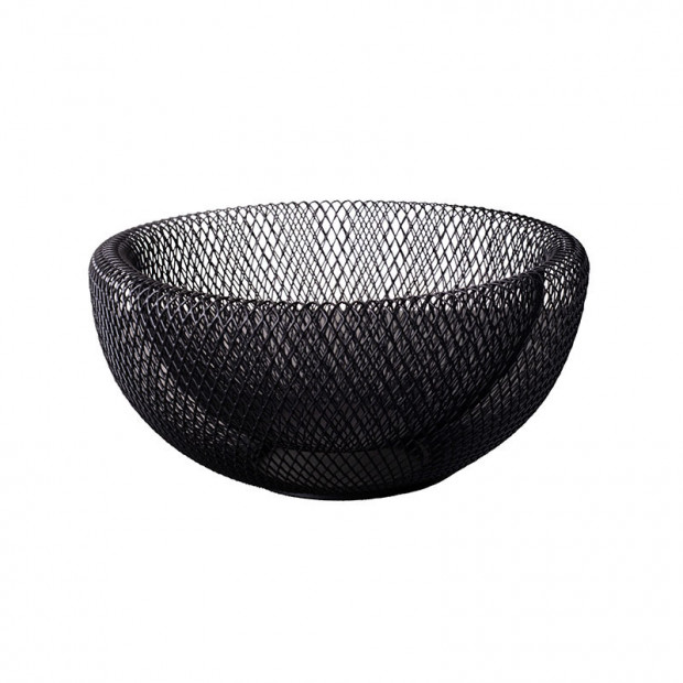 Wire Mesh Round Basket Black 9.5