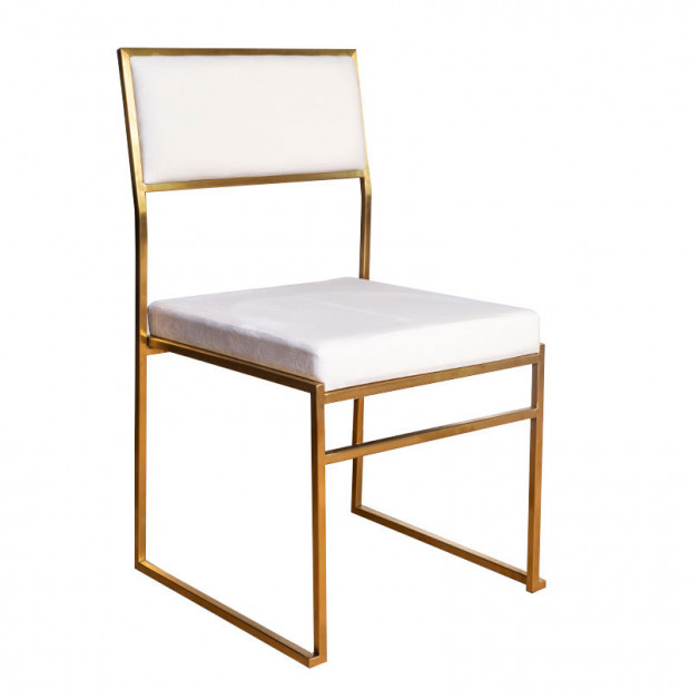 Gramercy Gold Chair With Ivory Velvet Cushion