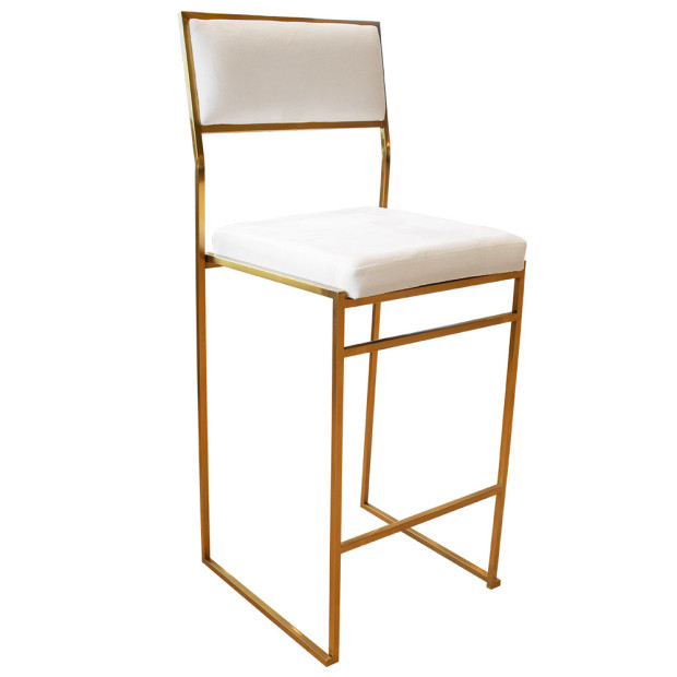 Gramercy Bar Stool With White Velvet Cushion