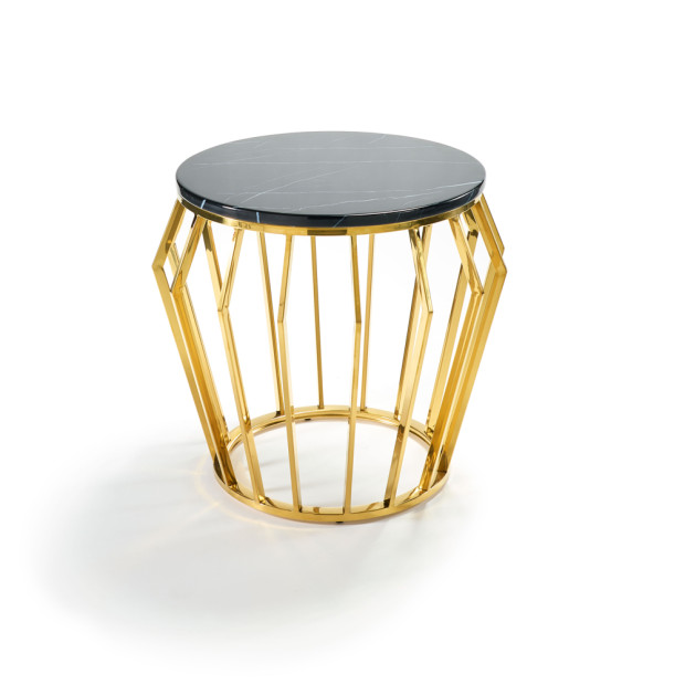 Emma Gold Side Table with Black Marble