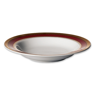 Red Gold Soup Plate 9