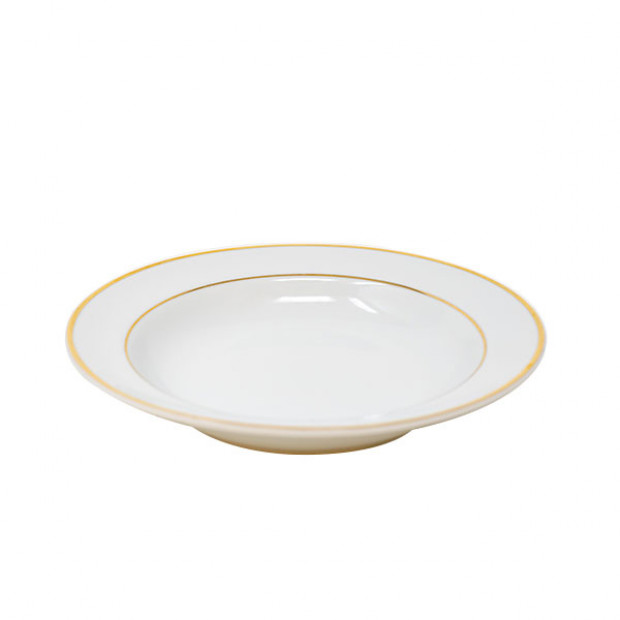 White/Gold Band Soup Plate