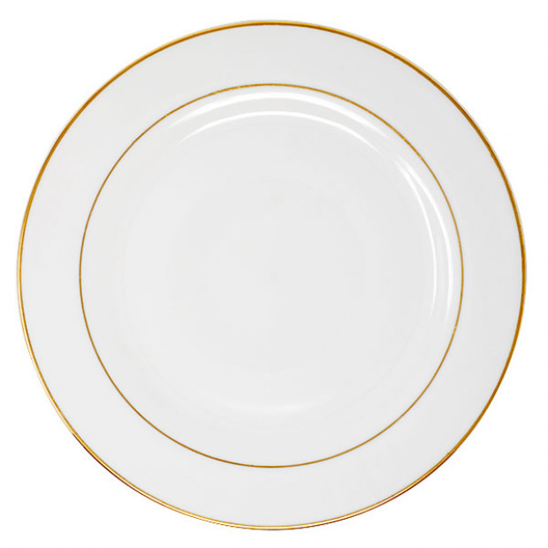 White/Gold Band Dinner Plate