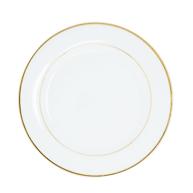 White/Gold Band Lunch Plate